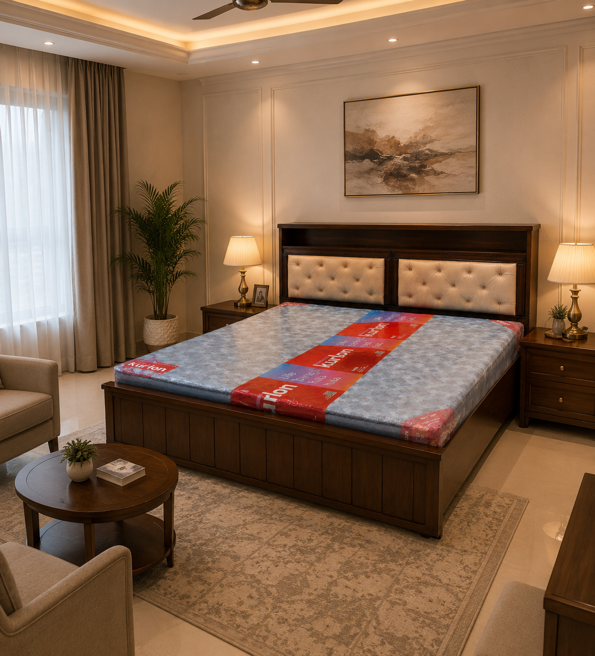 Luxury Wooden Bed for Home Decor
