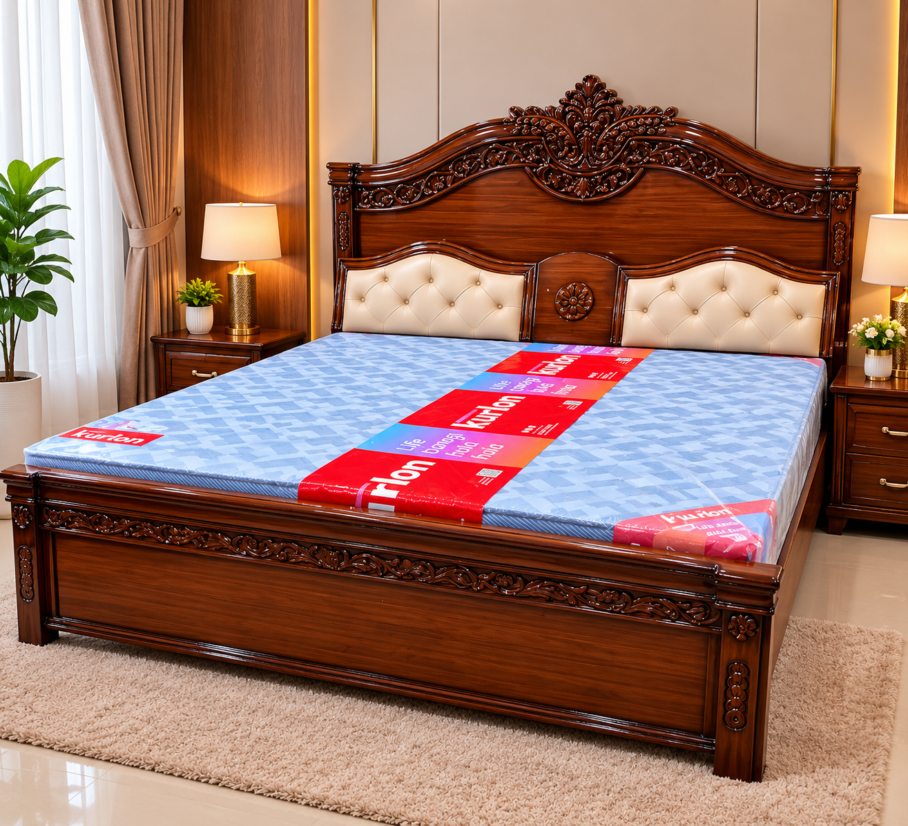 Durable Wooden Bed for Master Bedroom